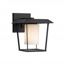 Matte Black Finish Atlantic Small Outdoor Wall Sconce Fusion Cylinder with Flat Rim Artisan Glass Shade in Ribbon LED 
